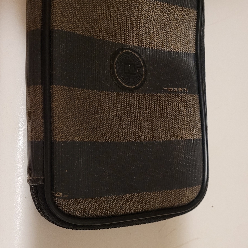 Fendi striped cosmetic case zip pouch